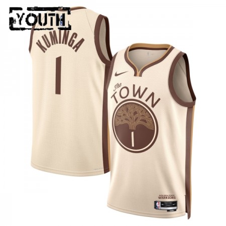 Camiseta Niños NBA Golden State Warriors Jonathan Kuminga 2025-26 Nike City Edition Blanco Swingman